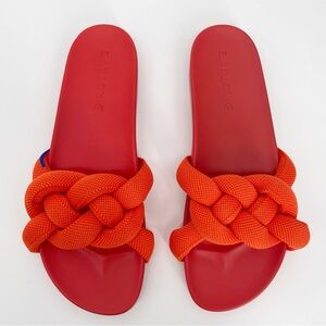 New Rothy’s Bubble Slides Sandals Knotted Sangria Red